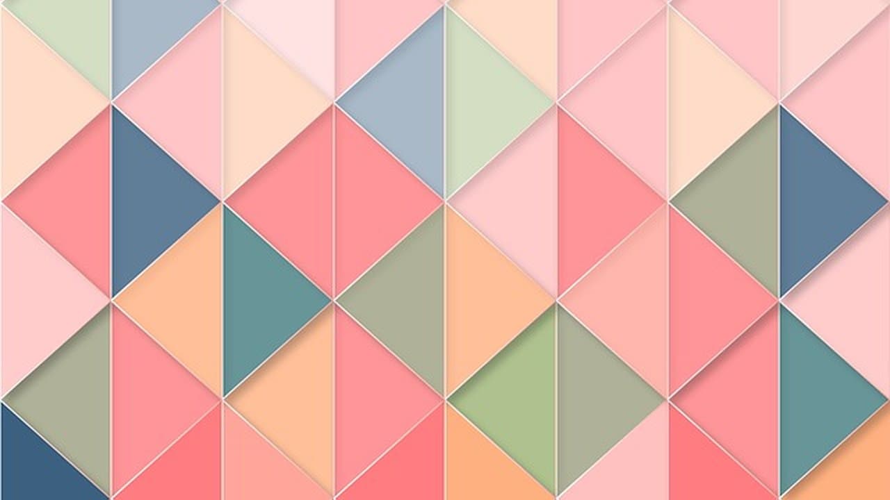 A pastel geometric pattern made of coloured triangles